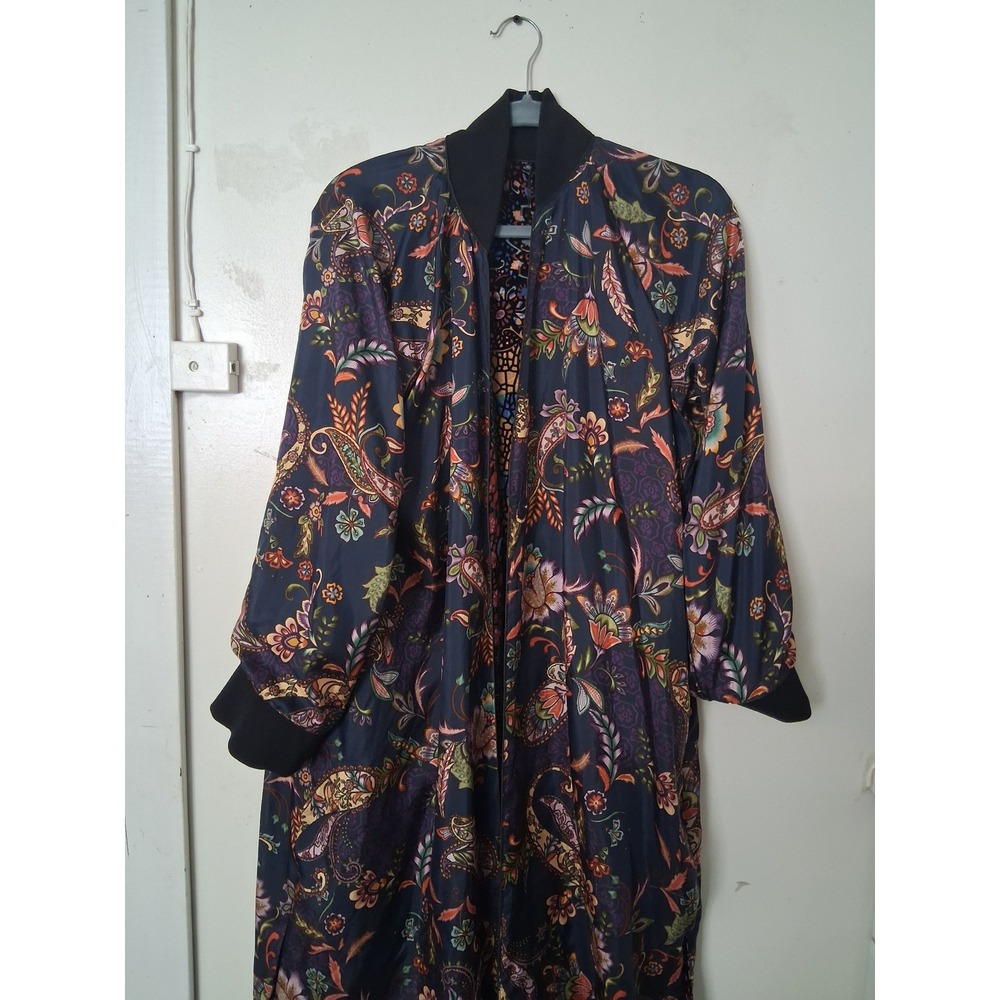Johnny Was Reversible Silk Duster Cardigan Burnout Velvet Floral Paisley Small - Picture 2 of 9